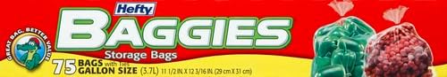Hefty Baggies Food Storage Gallon, 75 ct