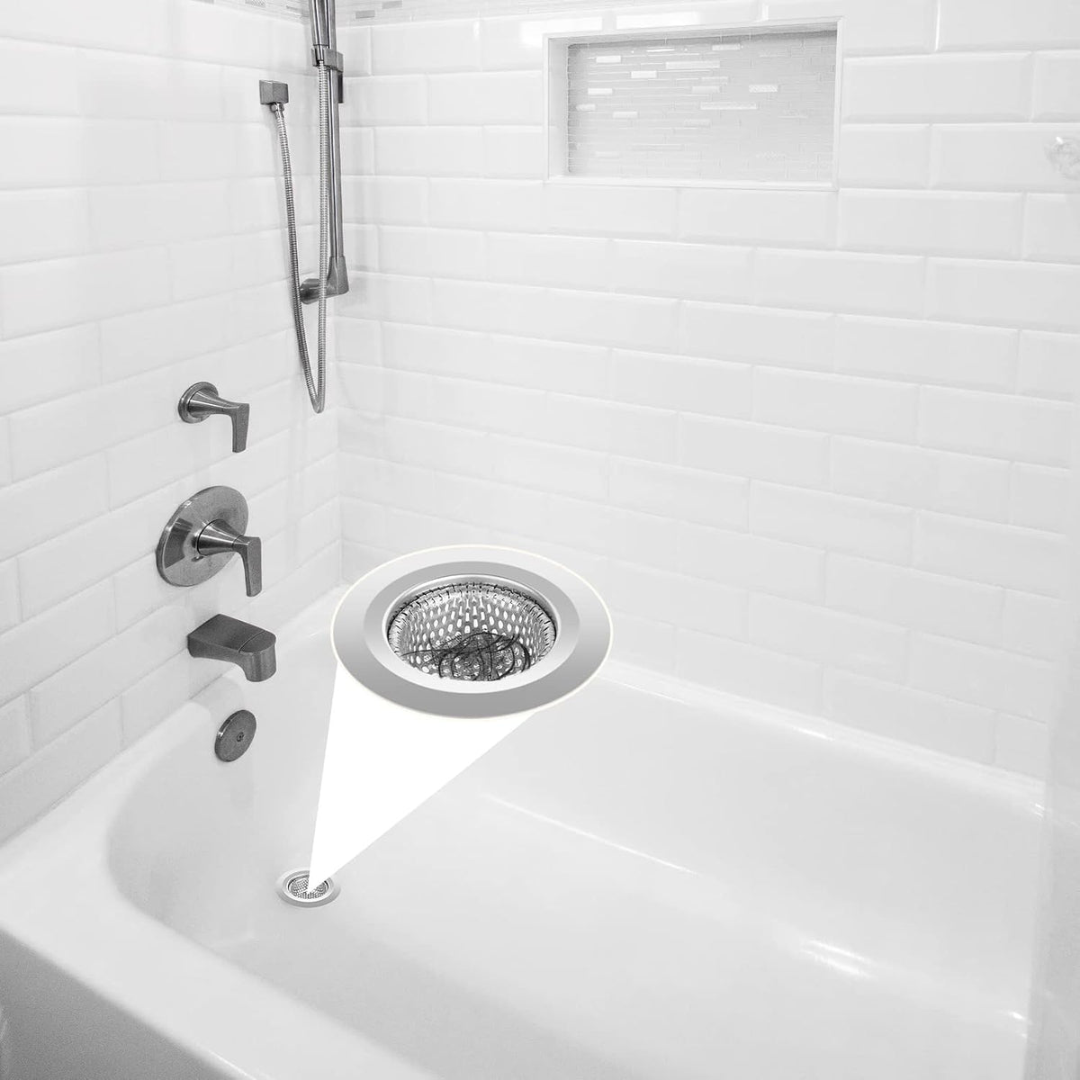 Ohtomber 2PCS 2.79" Stainless Steel Bathtub Drain Strainer Hair Catcher