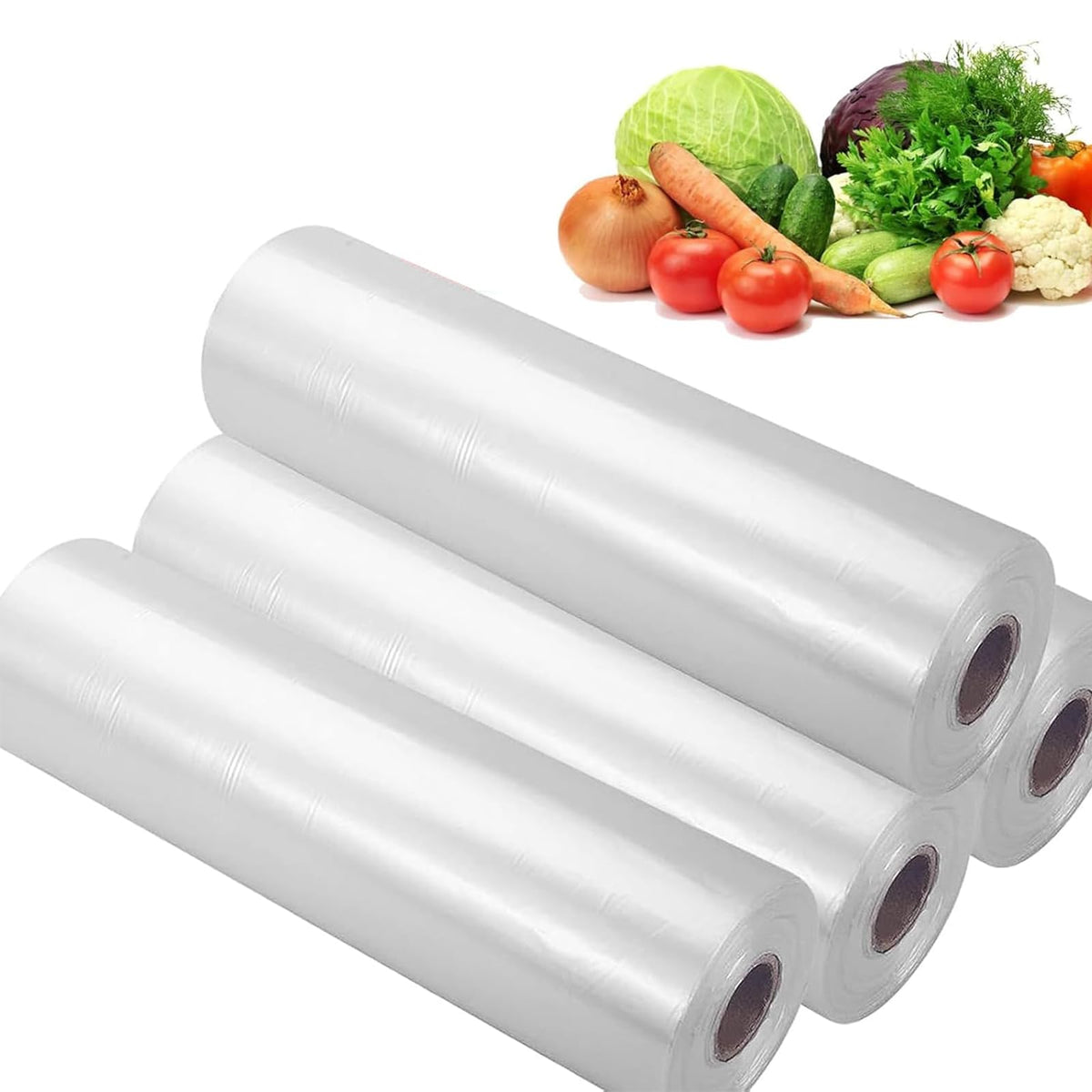 Food Storage Bags, 12" x 16" Clear Plastic Produce Bags, for Food, Fruit, Vegetable, Kitchen, Refrigerator Storage, 350 Bags/Roll (1 Roll)