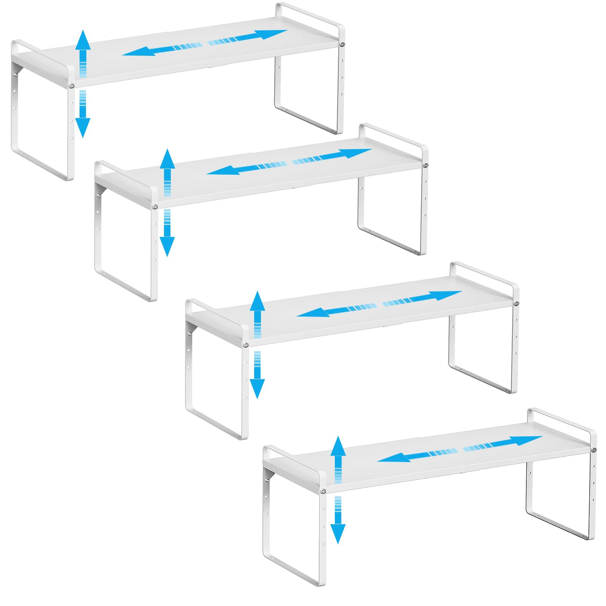 15.5 to 25.5 Inch Expandable Kitchen Cabinet Organizer Shelf, 2 Pack 30 LBS Heavy Duty Adjustable Kitchen Counter Storage Shelves Organizers,Stackable Small Storage Shelf Rack For Cabinet Cupboard