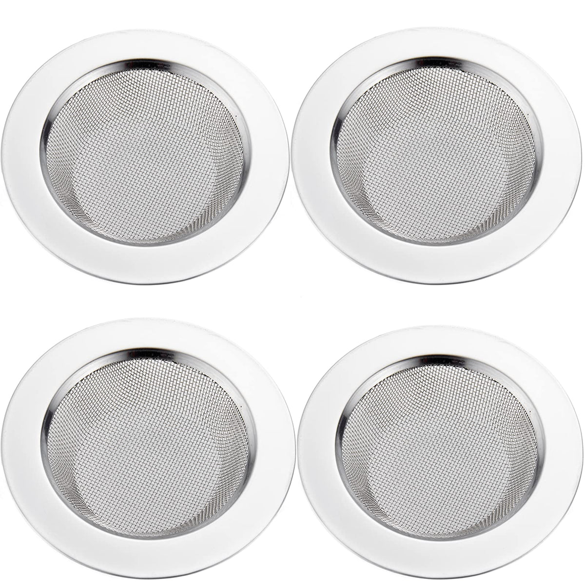 LASSHSWA 2 PCS Kitchen Sink Strainer Stainless Steel, Kitchen Sink Drain Strainer, Sink Strainers with Large Wide Rim 4.5" Diameter for Kitchen Sinks