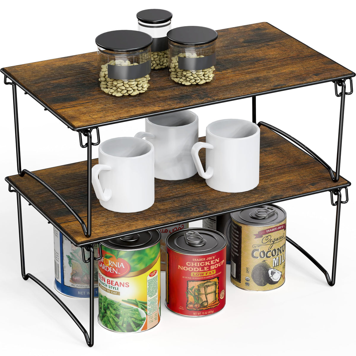 Deco Brothers Stackable Cabinet Shelf Organizer, 2 Pack, Chrome