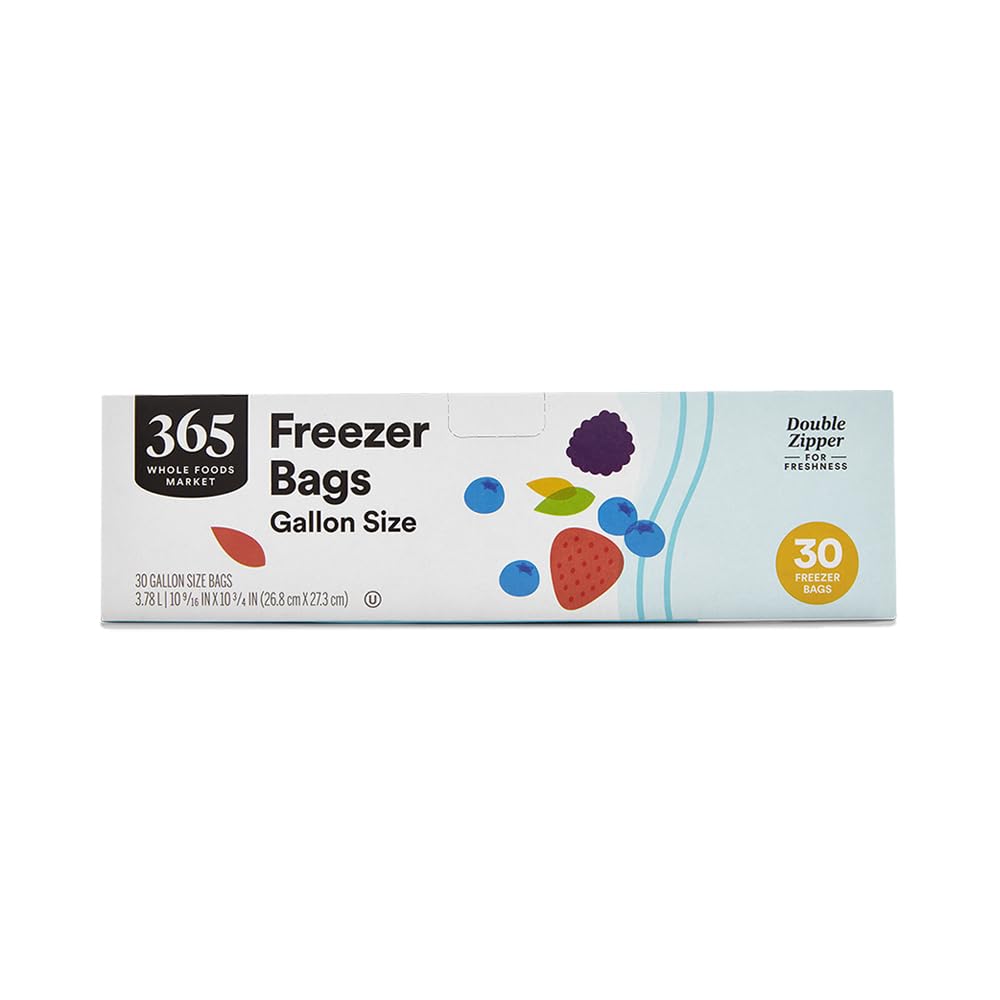 365 by Whole Foods Market, Gallon Size Freezer Bags, Double Zipper, 30 Count
