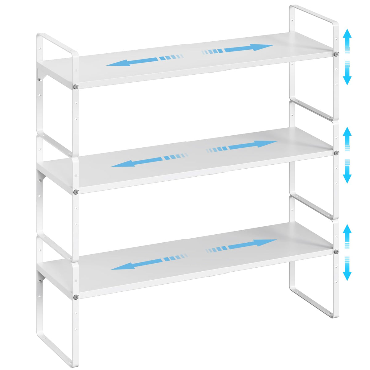 15.5 to 25.5 Inch Expandable Kitchen Cabinet Organizer Shelf, 2 Pack 30 LBS Heavy Duty Adjustable Kitchen Counter Storage Shelves Organizers,Stackable Small Storage Shelf Rack For Cabinet Cupboard