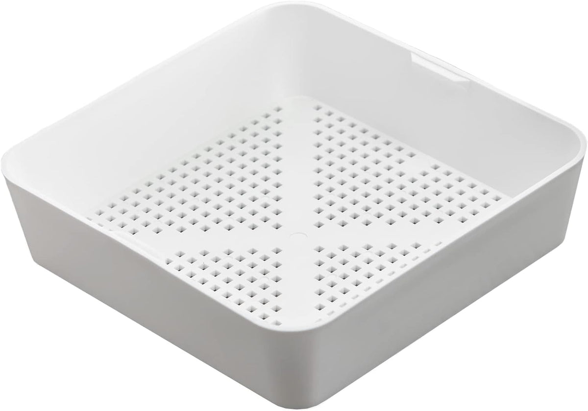8.5-inch Floor Sink Drain Cover Alternative, Square Drain Basket for Restaurants, Use Below 3 Compartment Sink. Sink Strainer with 0.19-inch Holes, Versatile Plastic Drain Screen Basket