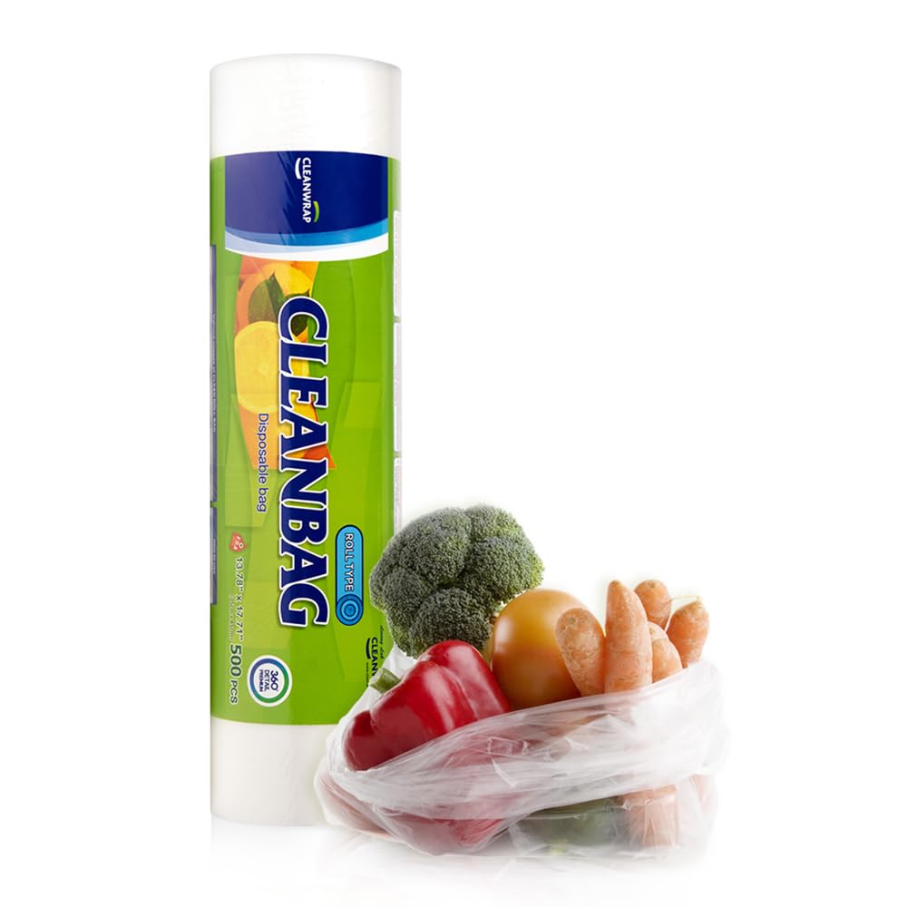 CLEANWRAP Food Storage Roll Bags, Produce Bags, 11.81 x 15.74 in, 500 Count