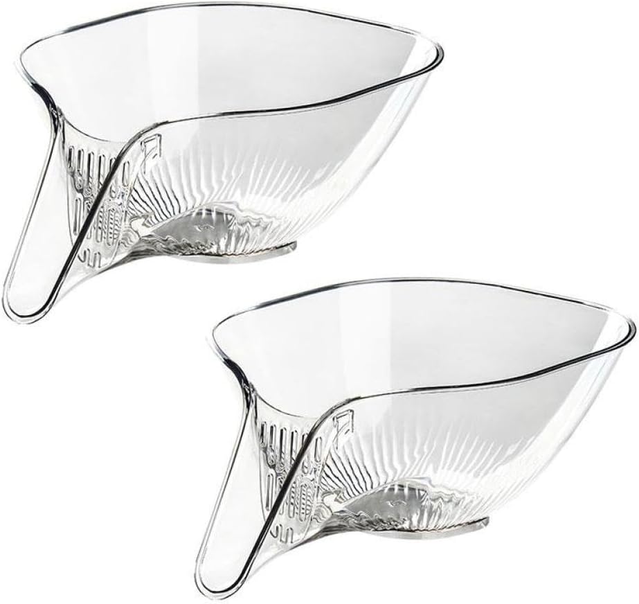 2PCS Multi-functional Drain Basket, Drainage Basket Funnel, Multifunctional Fruits Vegetables Draining Bowl Washing Colander Kitchen Food Strainer (transparent)