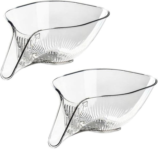 2PCS Multi-functional Drain Basket, Drainage Basket Funnel, Multifunctional Fruits Vegetables Draining Bowl Washing Colander Kitchen Food Strainer (transparent)