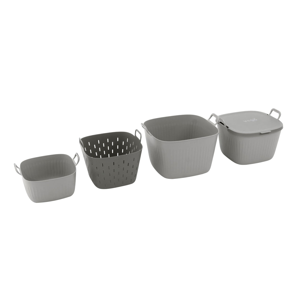 Vego FlexTrug Tub for Indoor, Outdoor Gardening Strainer Basket for Harvest, Rinse and Garden Use- 8 Gallon, Fog Gray