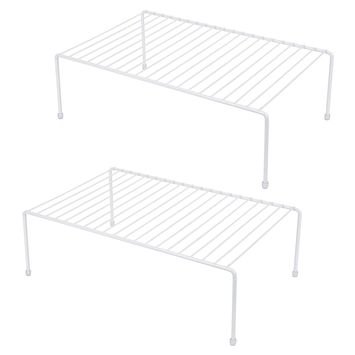 Set of 2 Large (16.1 x 10.2 Inch) Cabinet Storage Shelf Rack, Shelves，Kitchen Counter and Cabinet Shelf, Storage Rack Organizer for Bathroom Cupboard (White)
