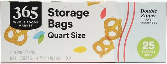 365 by Whole Foods Market, Quart Size Storage Bags, Double Zipper, 25 Count