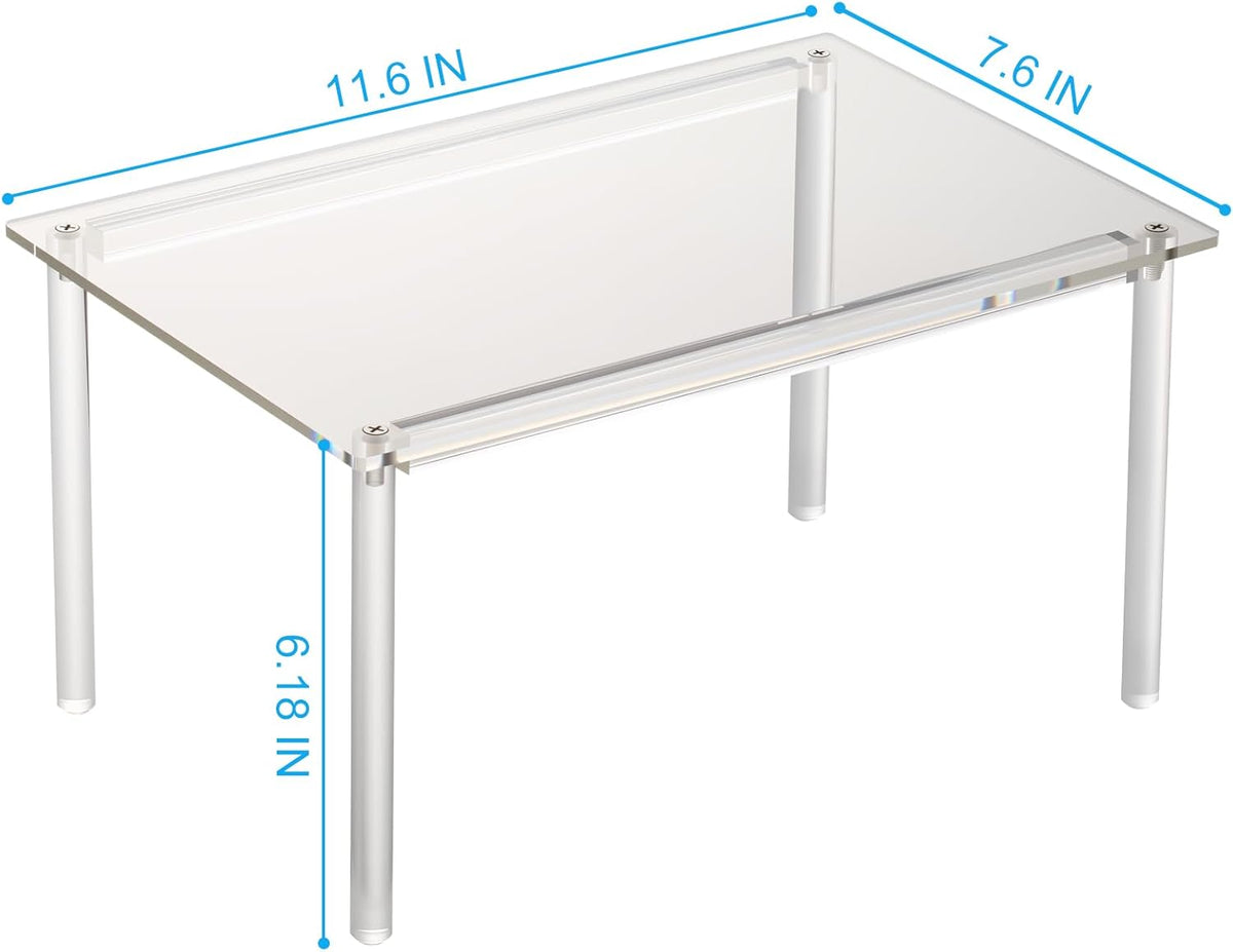 HENABLE 1 Pack Acrylic Cabinet Organizer, Kitchen Countertop Counter Organizer, Clear Spice Rack, Shelf Risers Cabinets for Bathroom, Desk, Dresser Cupboard Organizers and Storage