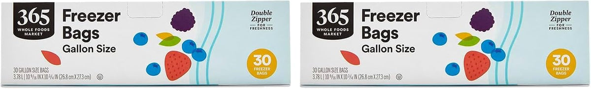 365 by Whole Foods Market, Gallon Size Freezer Bags, Double Zipper, 30 Count