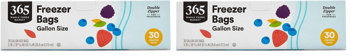 365 by Whole Foods Market, Gallon Size Freezer Bags, Double Zipper, 30 Count