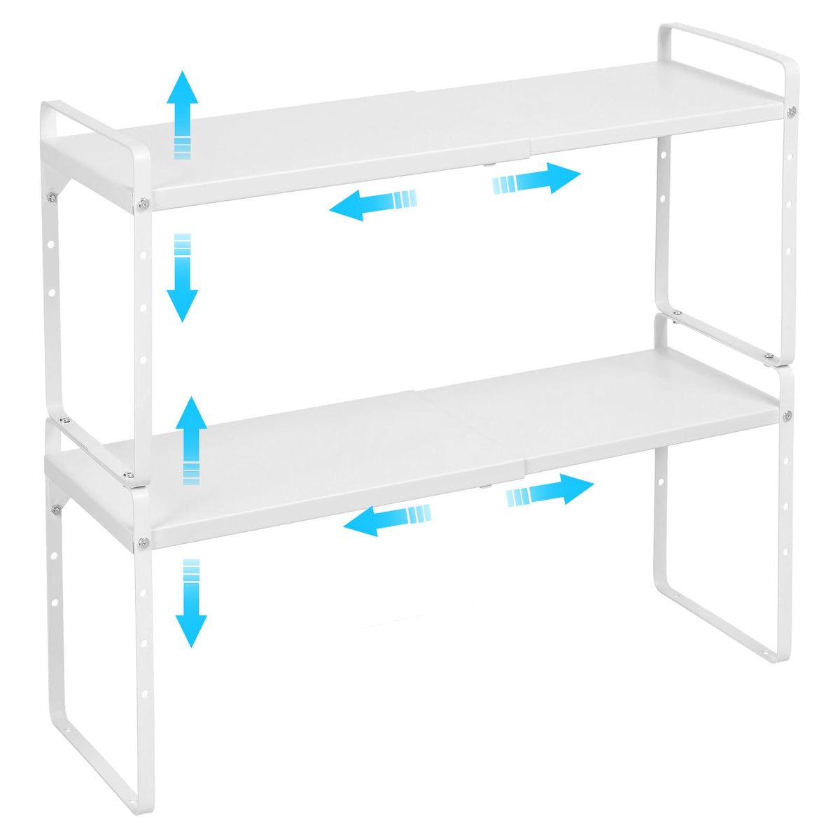 15.5 to 25.5 Inch Expandable Kitchen Cabinet Organizer Shelf, 2 Pack 30 LBS Heavy Duty Adjustable Kitchen Counter Storage Shelves Organizers,Stackable Small Storage Shelf Rack For Cabinet Cupboard