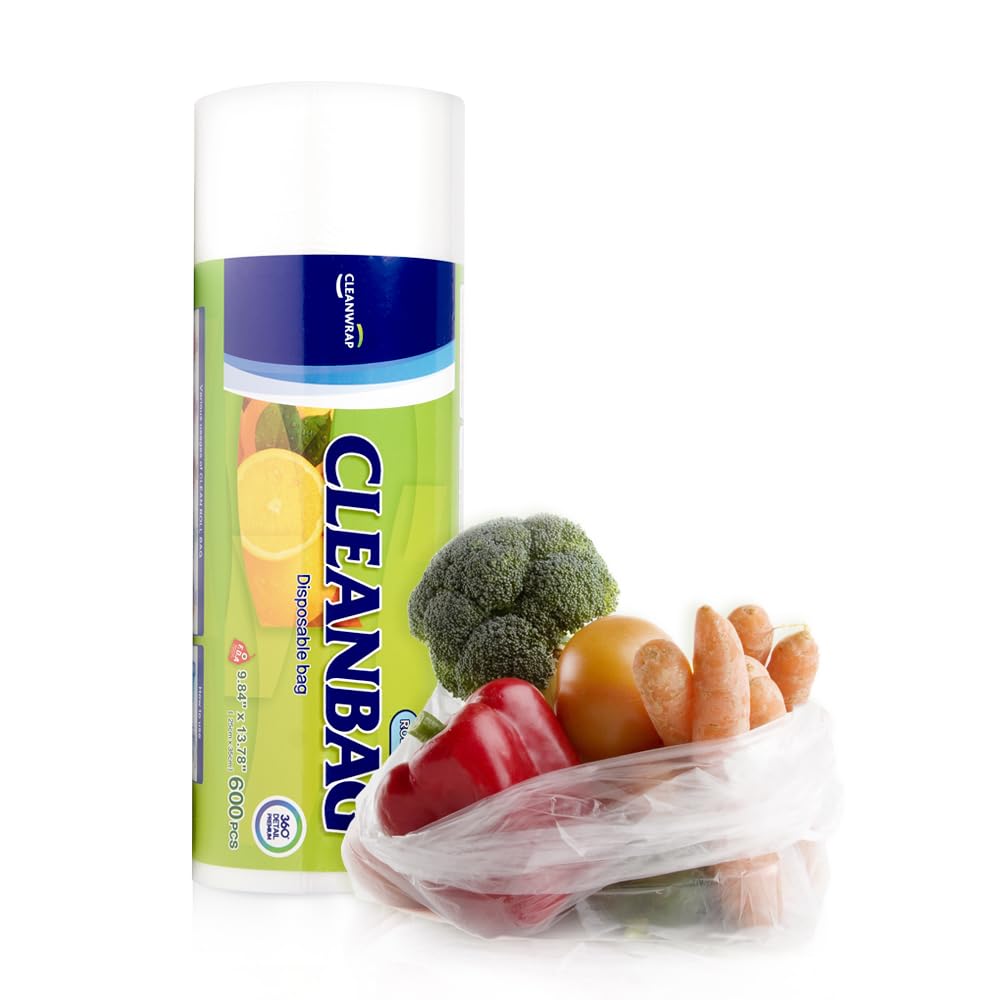 CLEANWRAP Food Storage Roll Bags, Produce Bags, 11.81 x 15.74 in, 500 Count