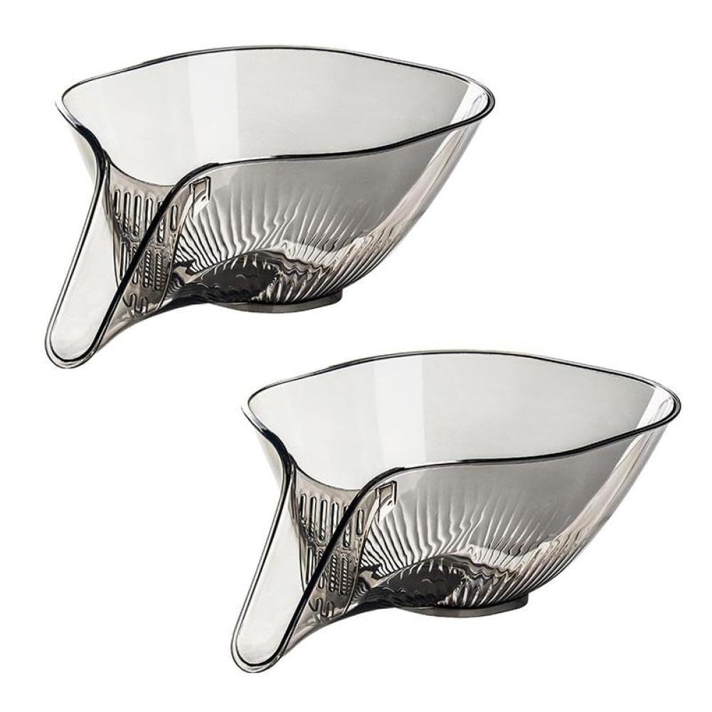 2PCS Multi-functional Drain Basket, Drainage Basket Funnel, Multifunctional Fruits Vegetables Draining Bowl Washing Colander Kitchen Food Strainer (transparent)
