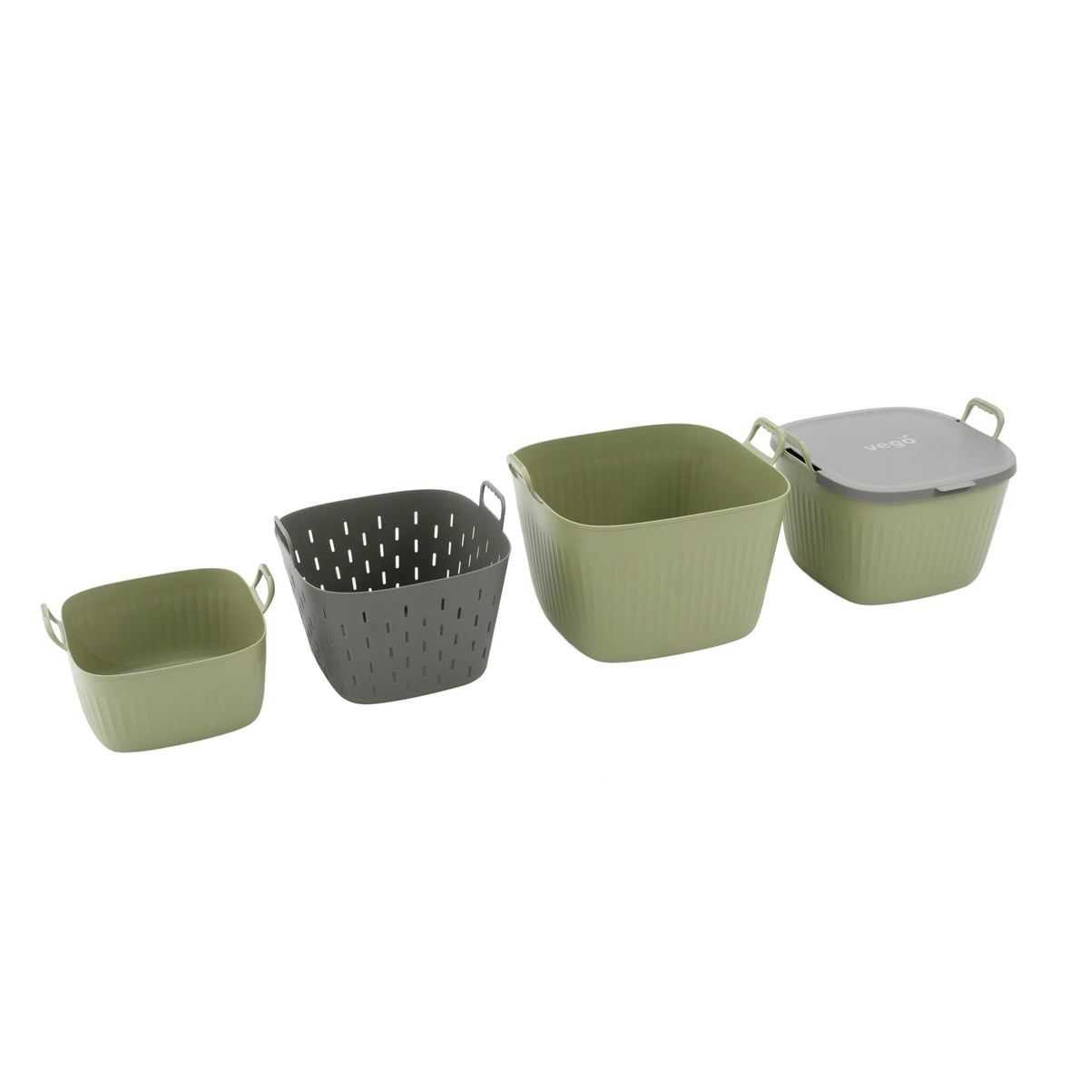 Vego FlexTrug Tub for Indoor, Outdoor Gardening Strainer Basket for Harvest, Rinse and Garden Use- 8 Gallon, Fog Gray