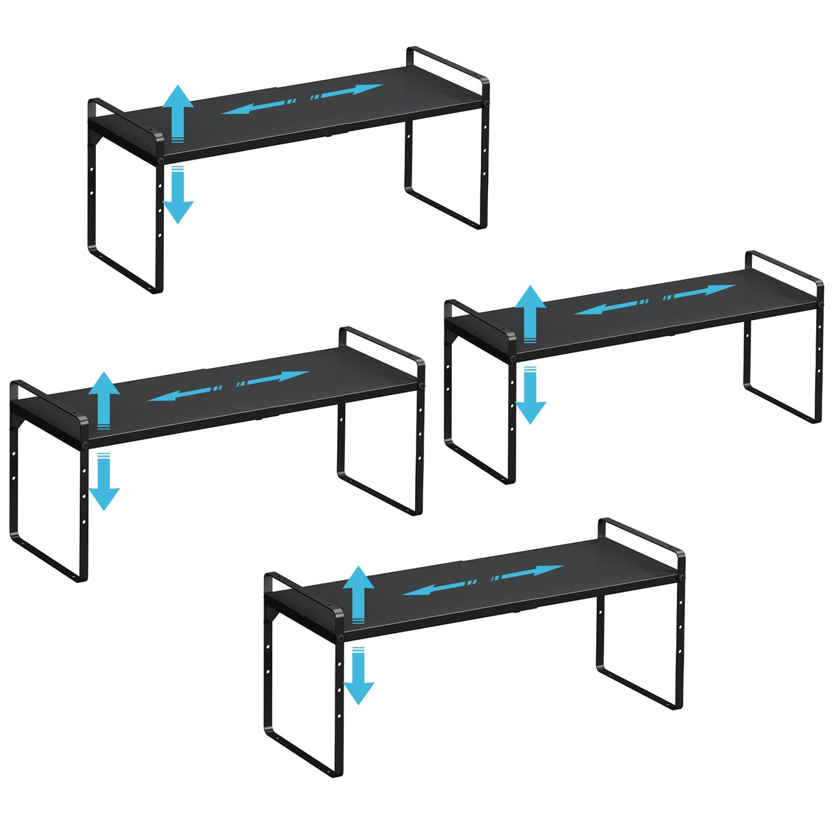 15.5 to 25.5 Inch Expandable Kitchen Cabinet Organizer Shelf, 2 Pack 30 LBS Heavy Duty Adjustable Kitchen Counter Storage Shelves Organizers,Stackable Small Storage Shelf Rack For Cabinet Cupboard