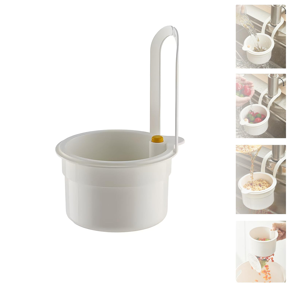 2025 New Faucet Hanging Strainer, Press Automatic Dumping Kitchen Draining Basket, Food Fruit Vegetable Drain Shelf Sink Storage Holder, for Home 、Kitchen (Green)