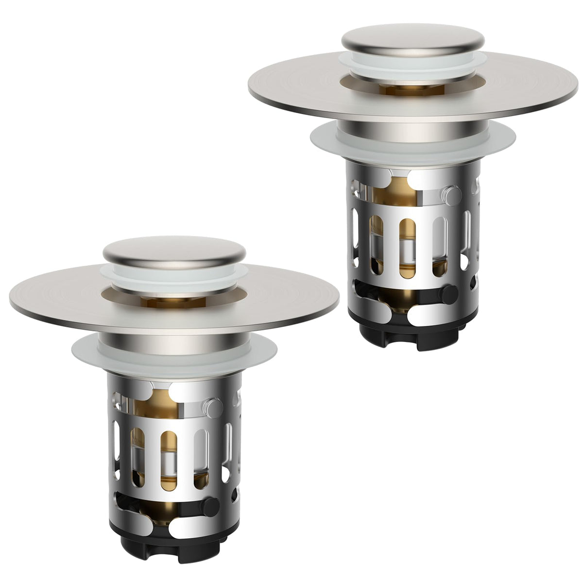 Hibbent Upgraded 3 in 1 Bathroom Sink Drain Strainer, Pop Up Stopper