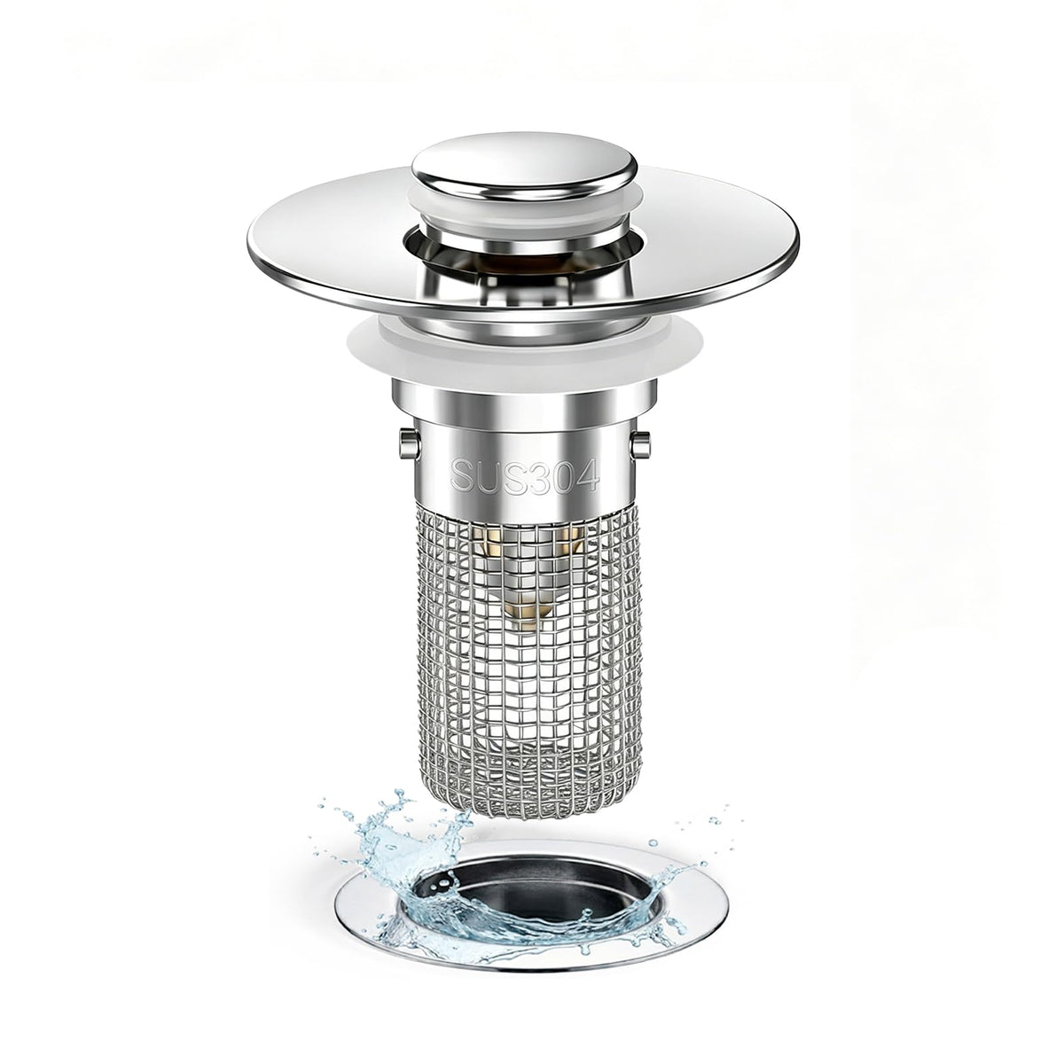 2PCS Bathroom Sink Stopper Hair Catcher, Pop Up Sink Drain Stopper with Strainer & Filter, Universal Drain Plug for Sink Drain & Replacement, Sink Drain Cover with Basket for Bathroom Stopper