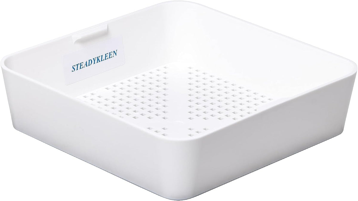 8.5-inch Floor Sink Drain Cover Alternative, Square Drain Basket for Restaurants, Use Below 3 Compartment Sink. Sink Strainer with 0.19-inch Holes, Versatile Plastic Drain Screen Basket