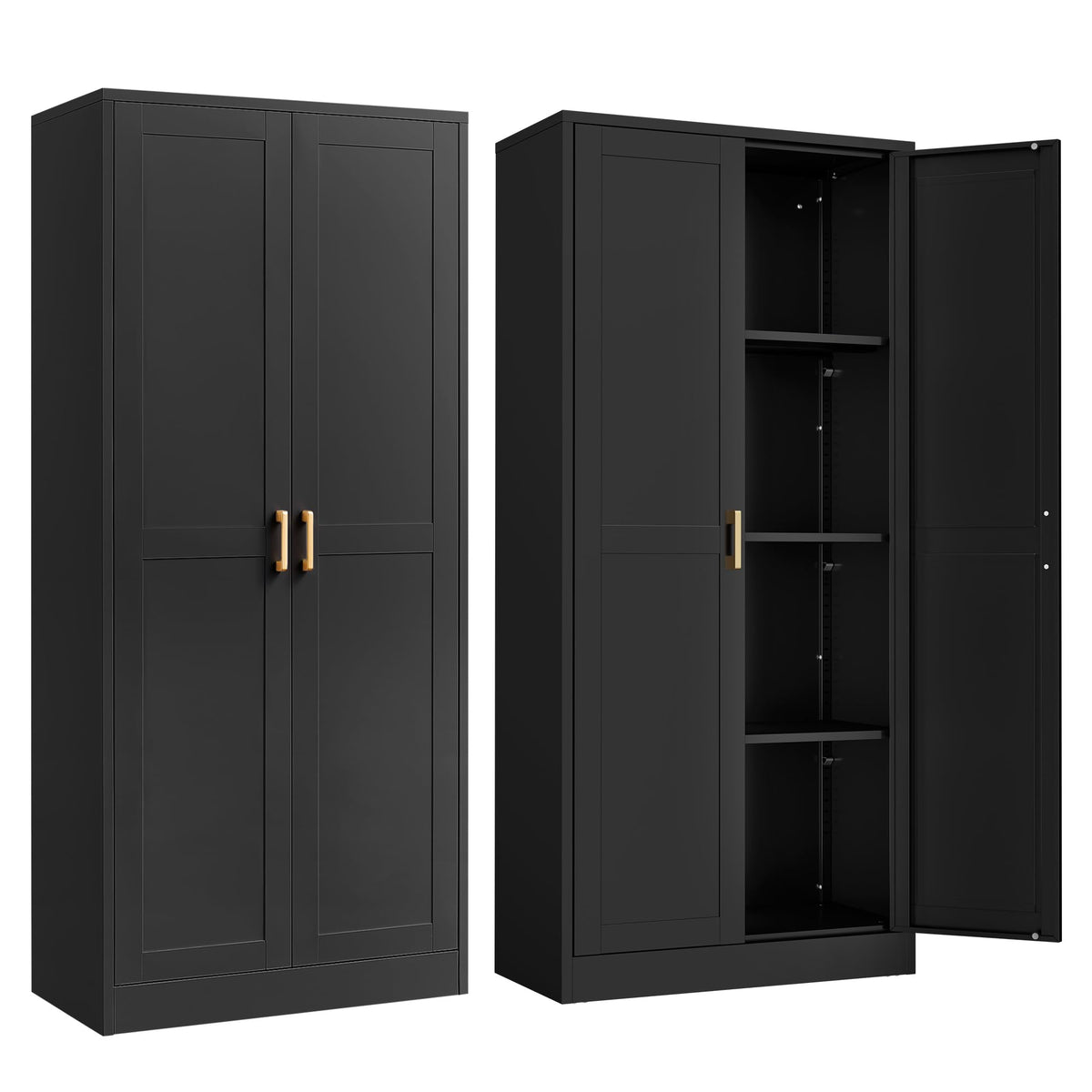 Steeloong 71"Metal Pantry Storage Cabinet with Doors & 4 Adjustable Shelves