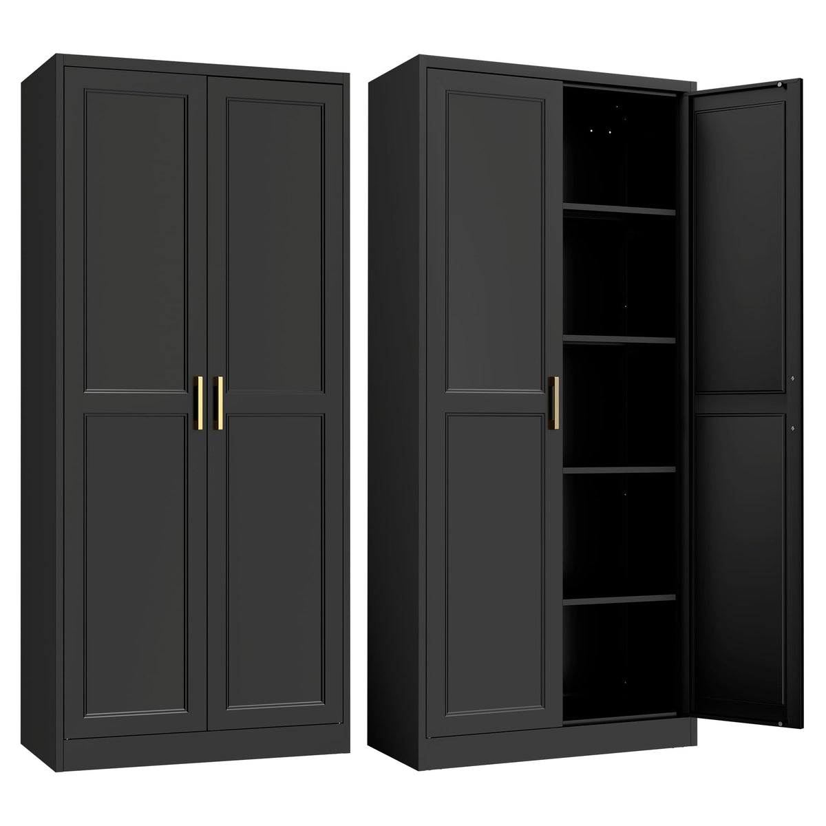 Steeloong 71"Metal Pantry Storage Cabinet with Doors & 4 Adjustable Shelves