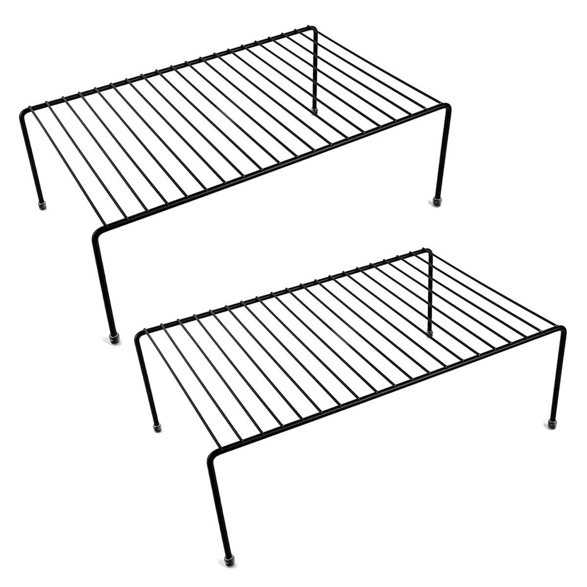 Set of 2 Large (16.1 x 10.2 Inch) Cabinet Storage Shelf Rack, Shelves，Kitchen Counter and Cabinet Shelf, Storage Rack Organizer for Bathroom Cupboard (White)