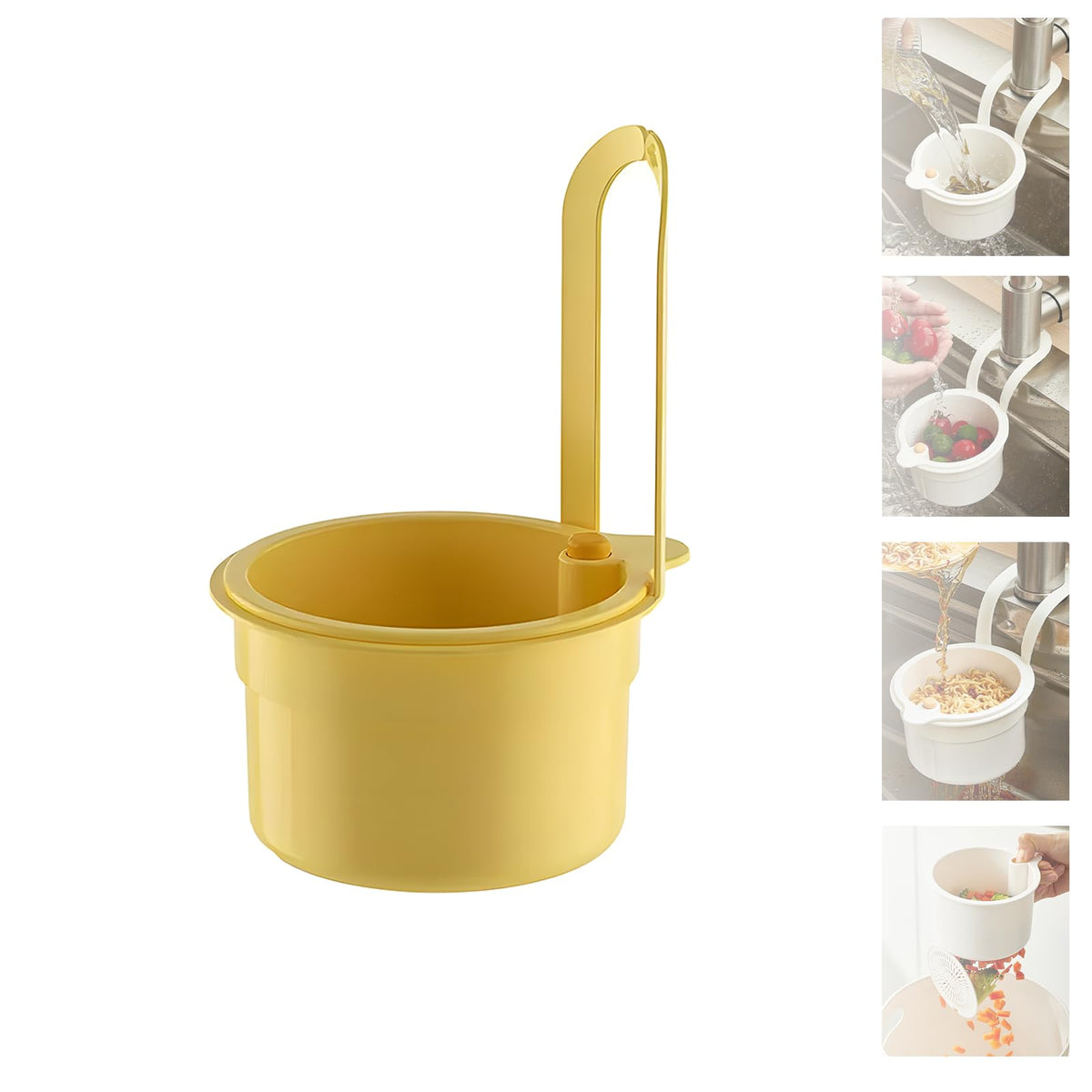 2025 New Faucet Hanging Strainer, Press Automatic Dumping Kitchen Draining Basket, Food Fruit Vegetable Drain Shelf Sink Storage Holder, for Home 、Kitchen (Green)