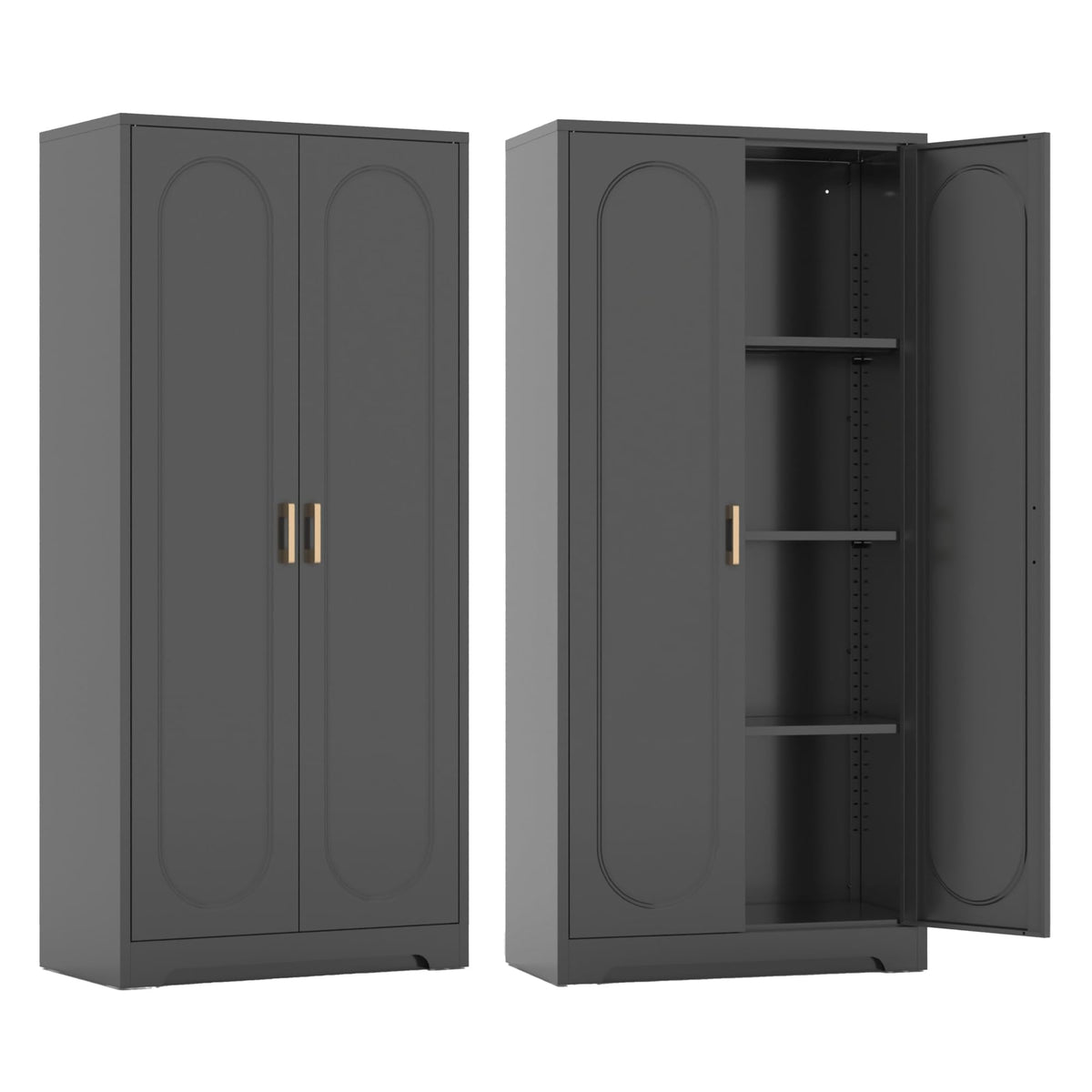 Steeloong 71"Metal Pantry Storage Cabinet with Doors & 4 Adjustable Shelves