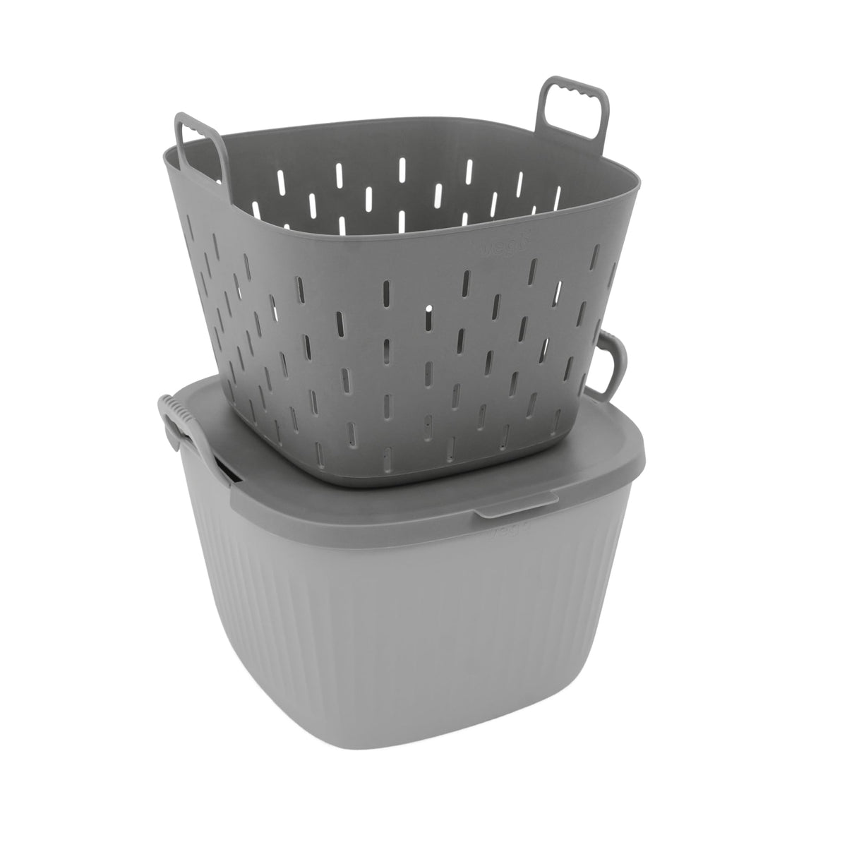 Vego FlexTrug Tub for Indoor, Outdoor Gardening Strainer Basket for Harvest, Rinse and Garden Use- 8 Gallon, Fog Gray
