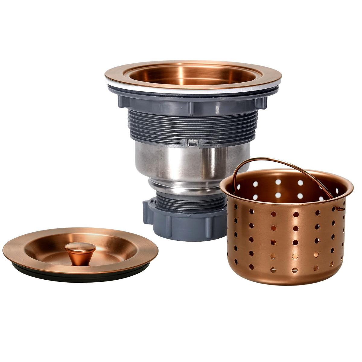 3-1/2 Inch Sink Drain Assembly Kit, Removable Deep Sink Strainer Basket with Sink Stopper/Sealing Lid for Home, Kitchen, Stainless Steel