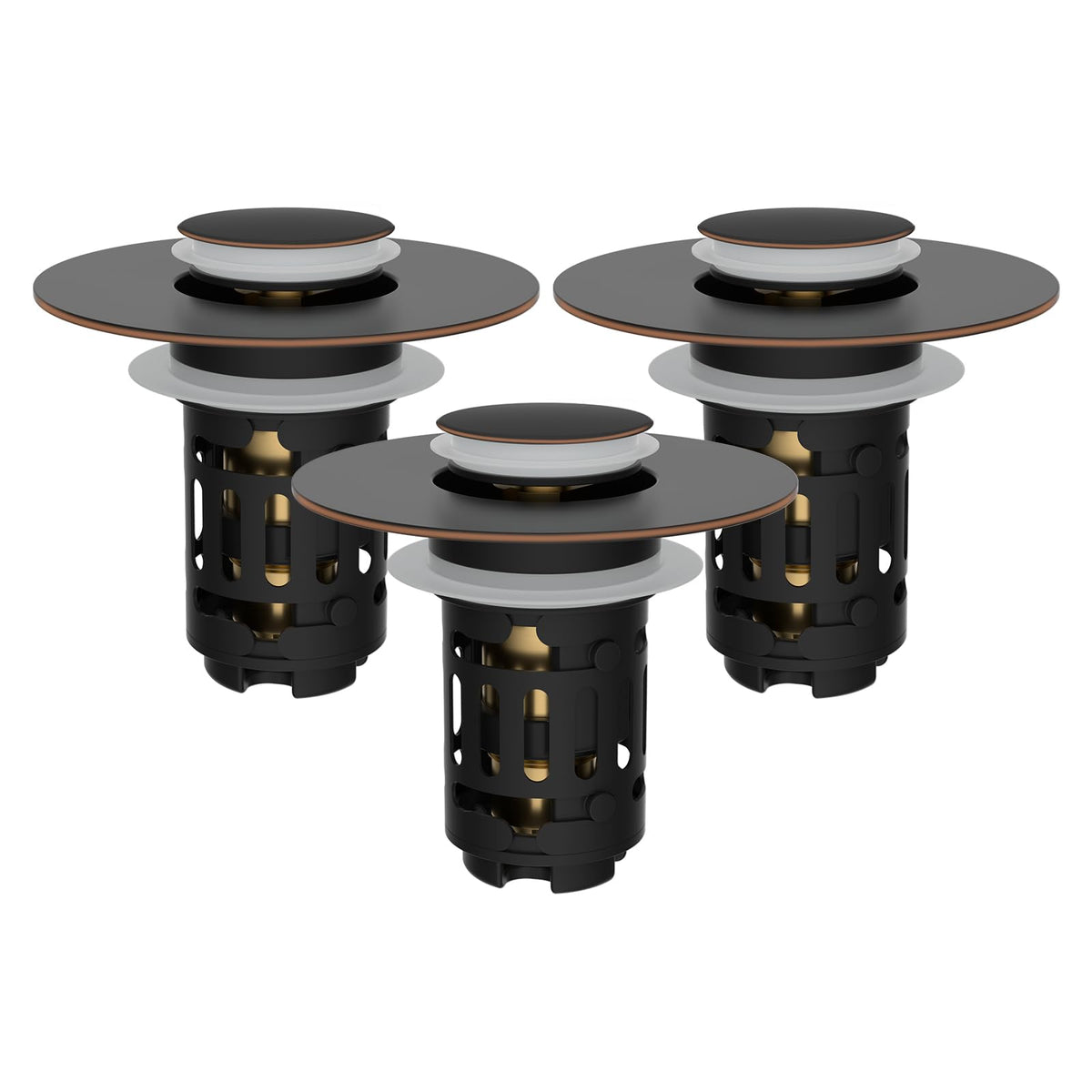 Hibbent Upgraded 3 in 1 Bathroom Sink Drain Strainer, Pop Up Stopper