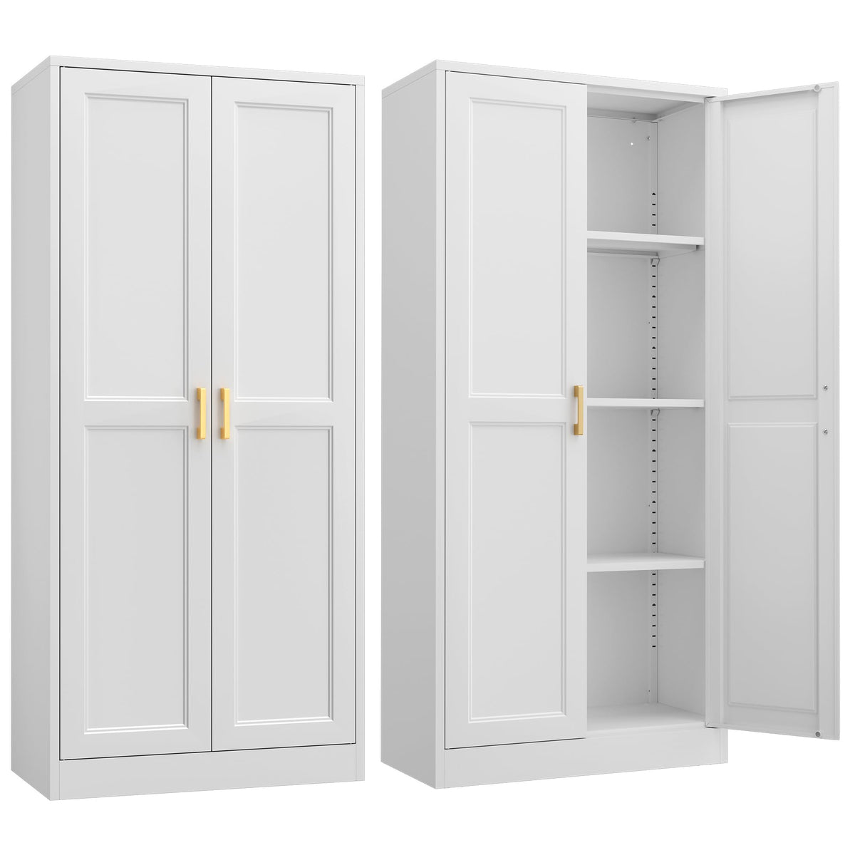 Steeloong 71"Metal Pantry Storage Cabinet with Doors & 4 Adjustable Shelves