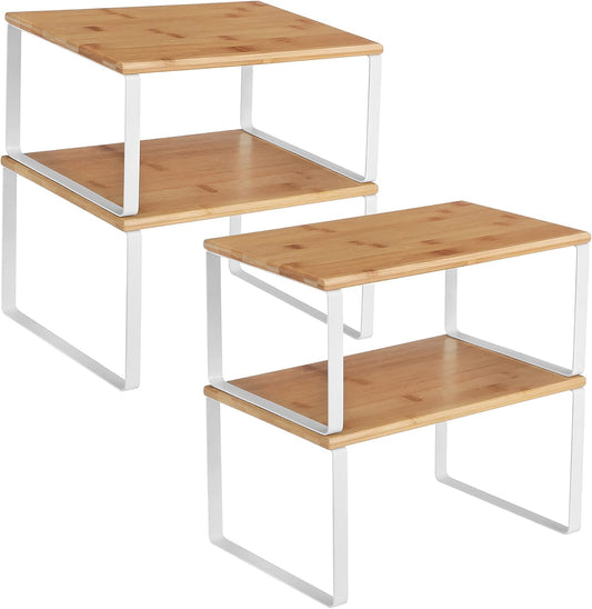 SONGMICS Cabinet Organizer Shelf, Set of 4 Spice Rack, Kitchen Storage