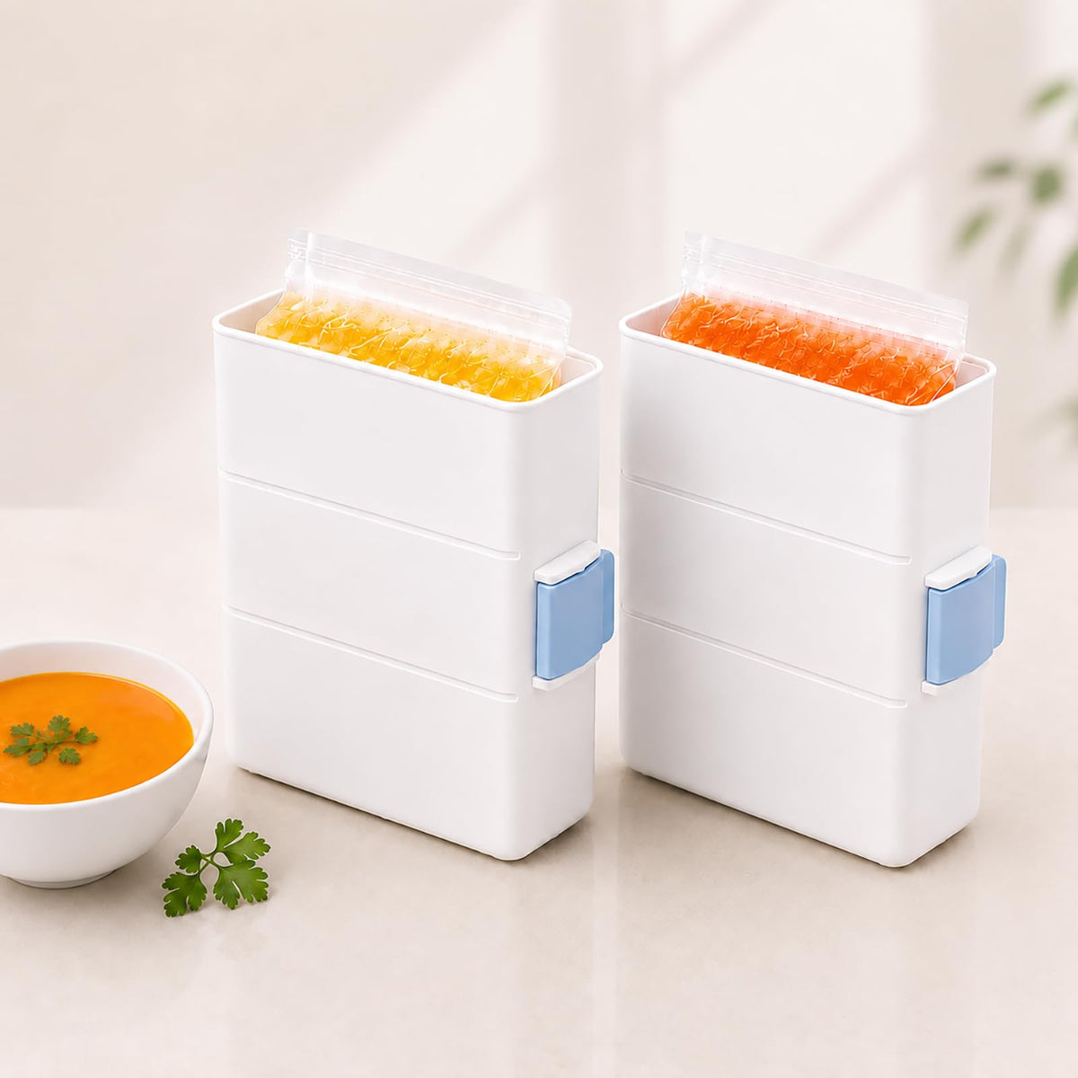 Freezer Food Block Maker, 6-Cup Freezer Bag Holder for Gallon Bags, Durable Hard Plastic, Freeze Soups, Bone Broth, Sauces, Chili & Leftovers into Flat Stackable Blocks, Meal Prep Freezer Storage