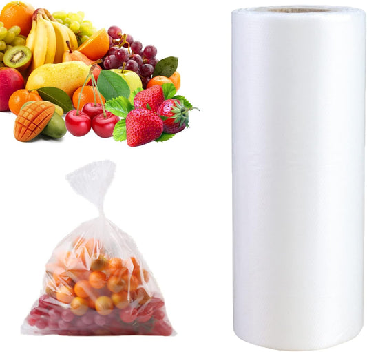 SJPACK Plastic Produce Bag, Clear Food Storage bags, 12 X 16 Inches on a Roll, Food Storage Bags for Fruits, Vegetables, 350 Bags,1Roll Can be twisted