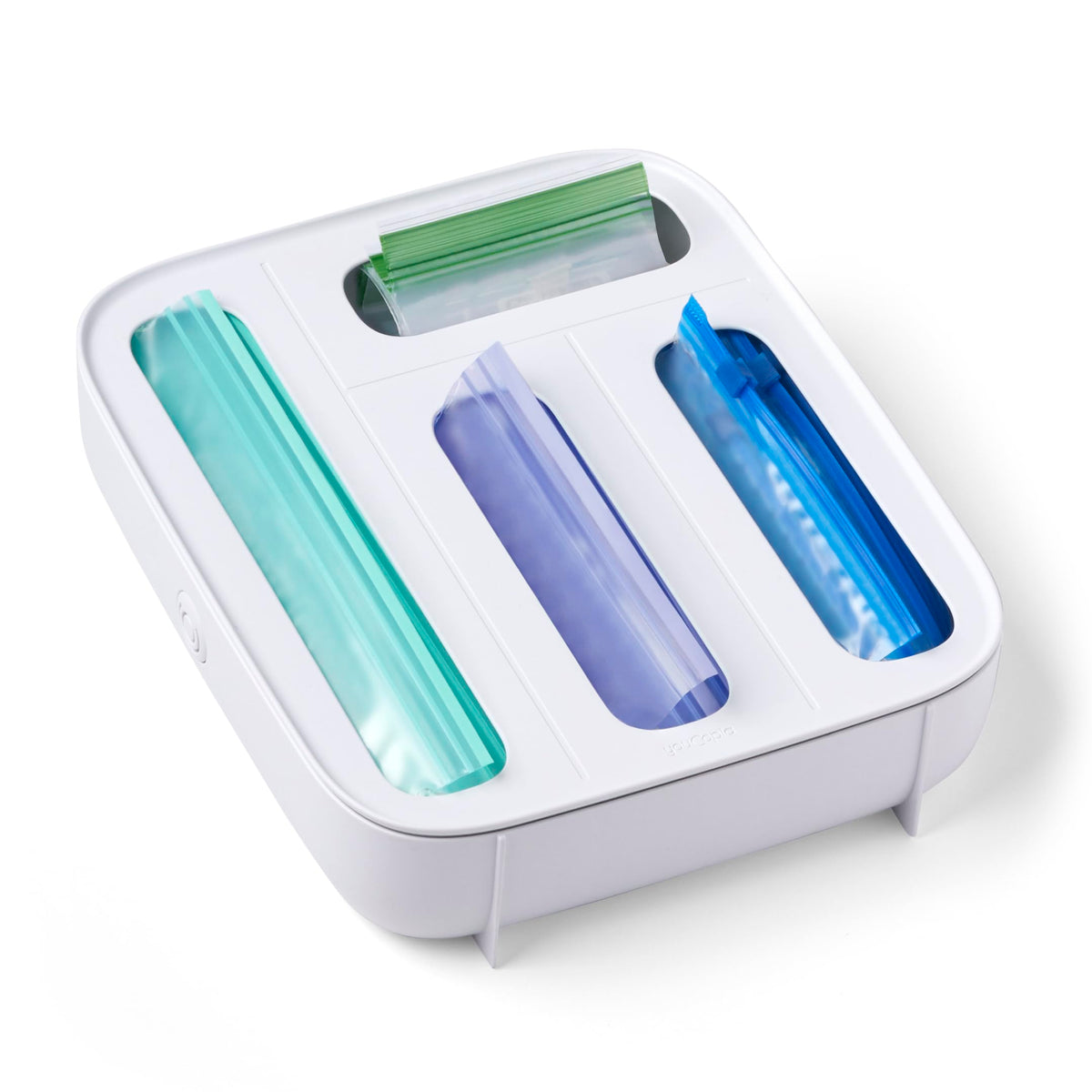 YouCopia StoraBag Drawer Food Bags Dispenser, 4-Slot, Plastic Sandwich Bag Organizer for Kitchen Storage, White