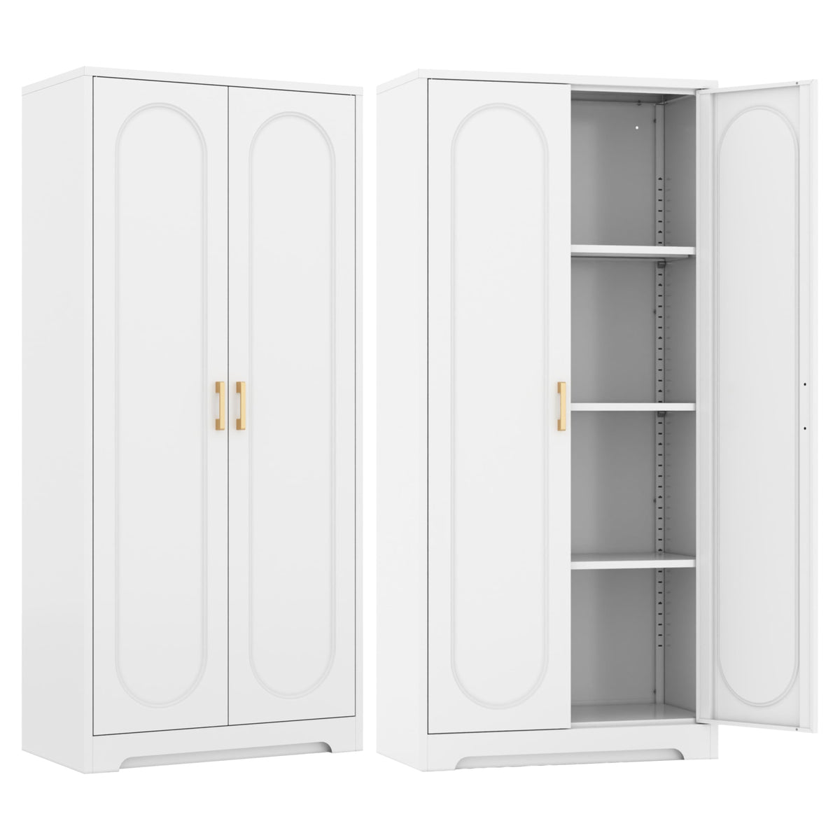 Steeloong 71"Metal Pantry Storage Cabinet with Doors & 4 Adjustable Shelves