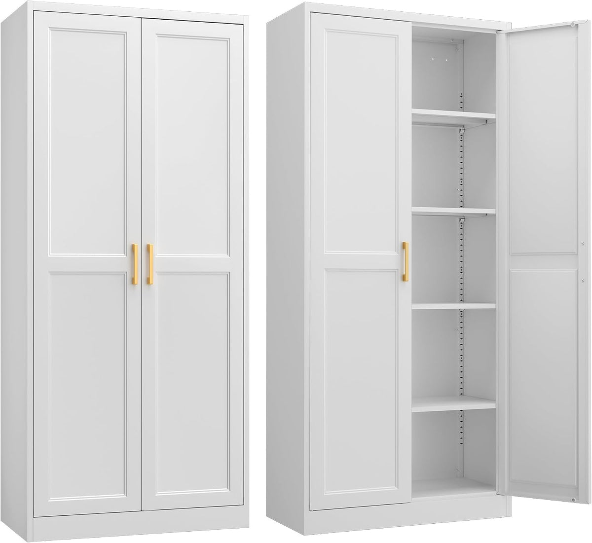 Steeloong 71"Metal Pantry Storage Cabinet with Doors & 4 Adjustable Shelves