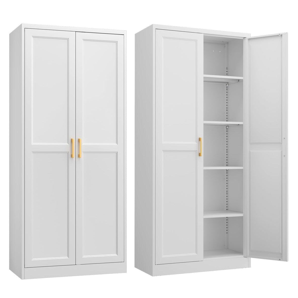 Steeloong 71"Metal Pantry Storage Cabinet with Doors & 4 Adjustable Shelves