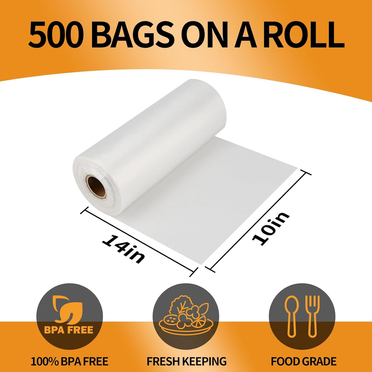 1000Counts Food Storage Bags 10" x 14" Clear Plastic Produce Bag
