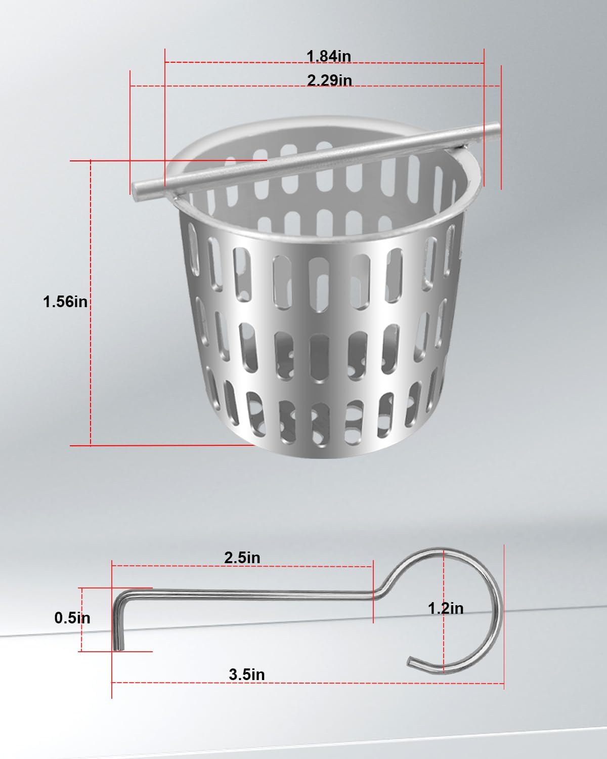 2Pcs 2 Inch Hair and Debris Strainer, Shower Drain Strainer with 2Pcs Lifting Hook, Stainless Steel Debris Basket Shower Drain Catcher, Hair Catcher for Floor Drain