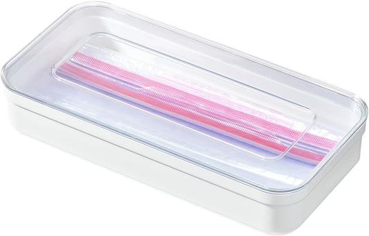 iDesign Gallon Plastic Storage Bag Organizer, Clear/White