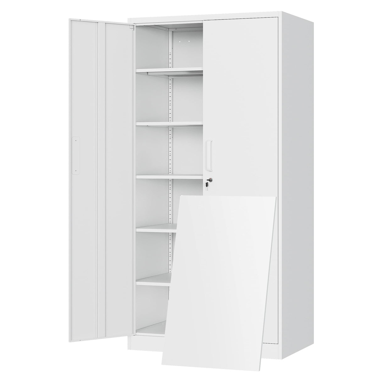 Yizosh Metal Garage Storage Cabinet with 2 Doors and 5 Adjustable Shelves - 71" Steel Lockable File Cabinet,Locking Tool Cabinets for Office,Home,Garage,Gym,School (Black)