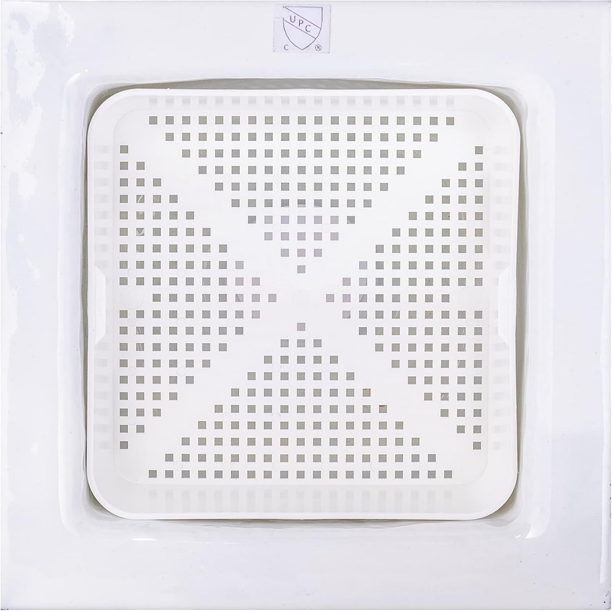 8.5-inch Floor Sink Drain Cover Alternative, Square Drain Basket for Restaurants, Use Below 3 Compartment Sink. Sink Strainer with 0.19-inch Holes, Versatile Plastic Drain Screen Basket