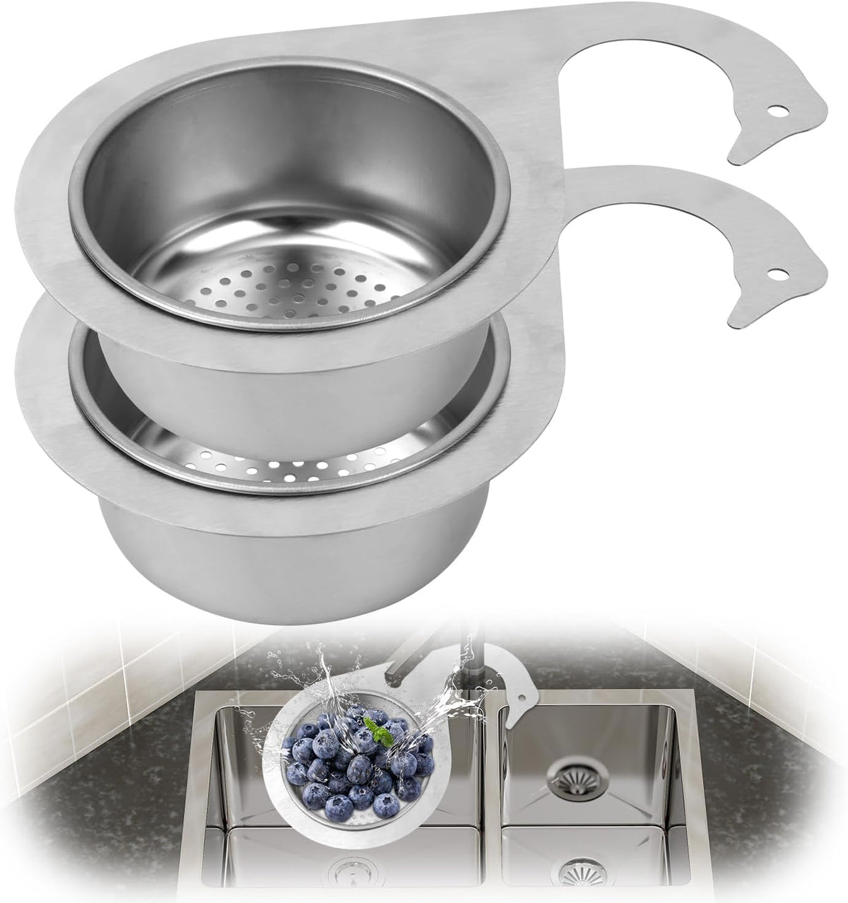 2pcs Swan-Shaped Drain Basket, Stainless Steel Sink Strainer Catcher