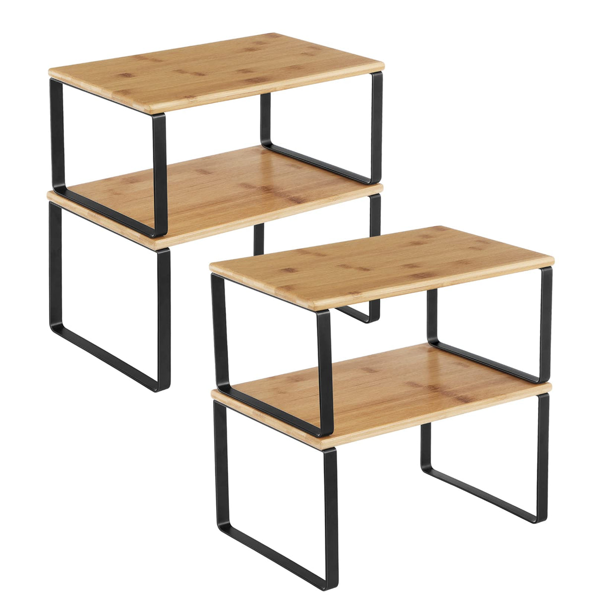 SONGMICS Cabinet Organizer Shelf, Set of 4 Spice Rack, Kitchen Storage